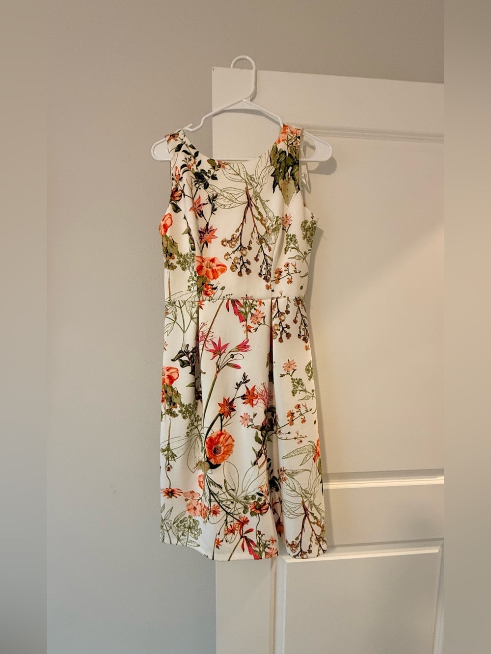 Enfocus Studio White Midi Dress with Orange & Green Floral Print